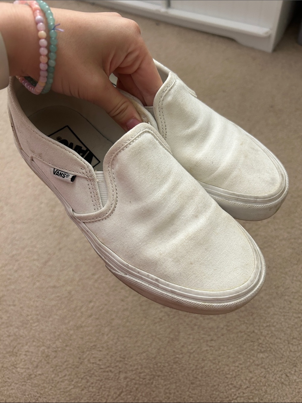 Vans White Canvas Slip-On